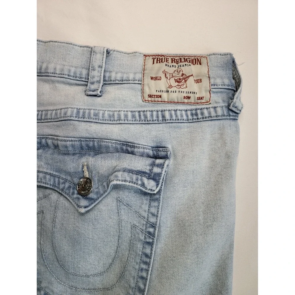 True Religion Ricky Relaxed Straight Jeans Mens‎ Size 46 Light Wash Flap Pocket